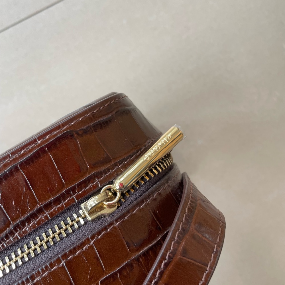 Cuyana Brown Croc-Embossed Leather Crossbody Bag - Picture 4 of 15